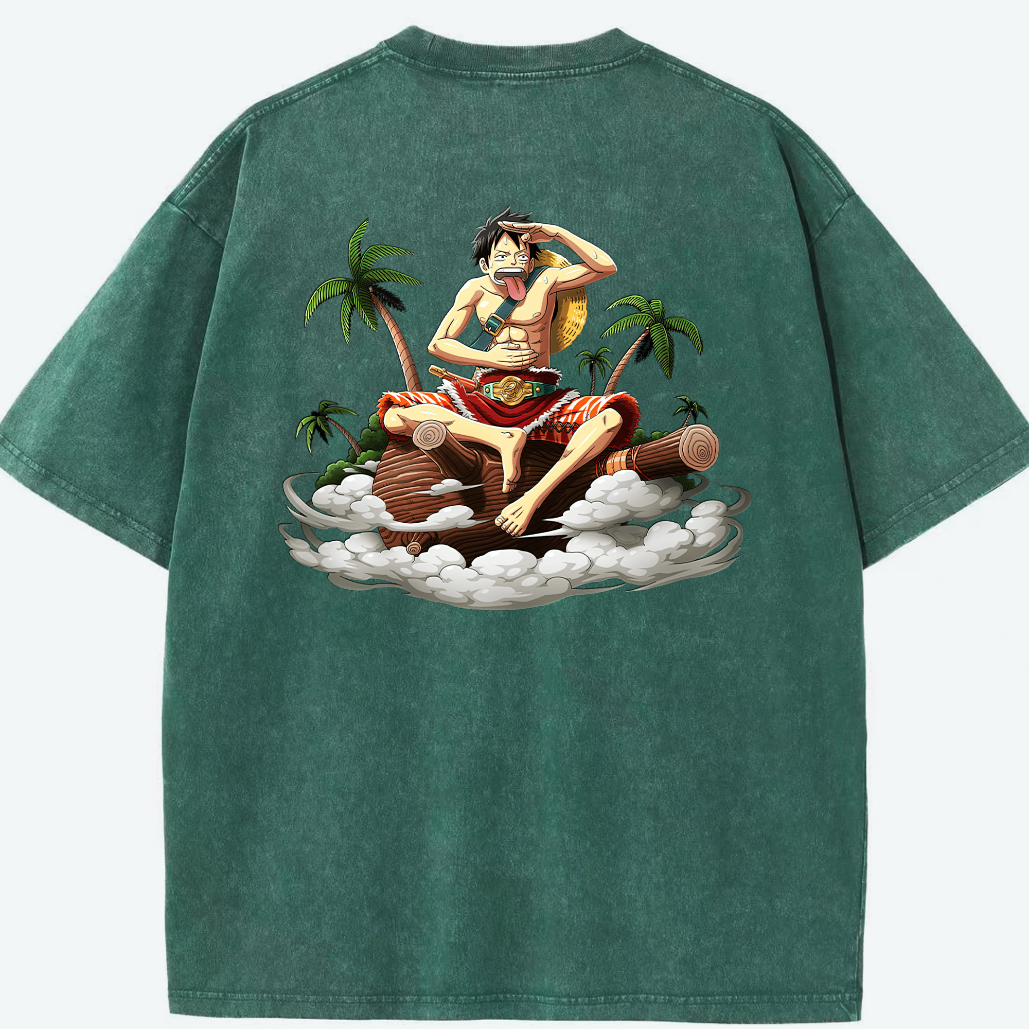 ワンピース モンキー・D・ルフィ ONE PIECE Monkey D. Luffy 綿100% ヴィンテージ風 半袖Tシャツ（背面プリント）